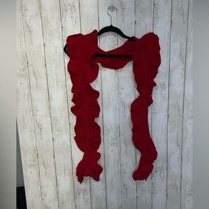 Ruffle Hem Scarf Wrap Red